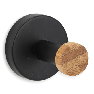 MSV háček na ručníky IANA, matný černý, bambus, průměr 52 x 55 mm