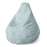 Sedací vak Pear Modré a bílé lístky: 140 x 100 x 25 cm
