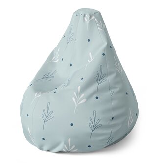 Sedací vak Pear Modré a bílé lístky: 140 x 100 x 25 cm