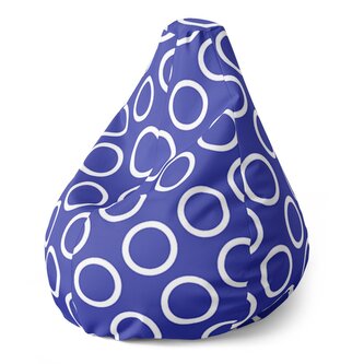 Dětský sedací vak Pear Bílé kruhy na modré: 70 x 95 x 15 cm