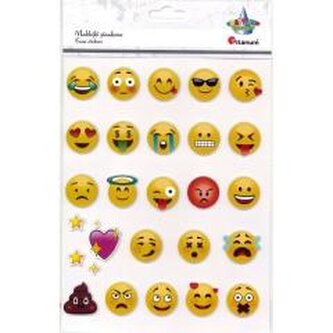 Naklejki 3D papierowe na piance emotki 28mm 28szt