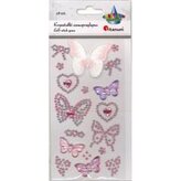 Kryształki samoprzylepne motyle różowe 18szt