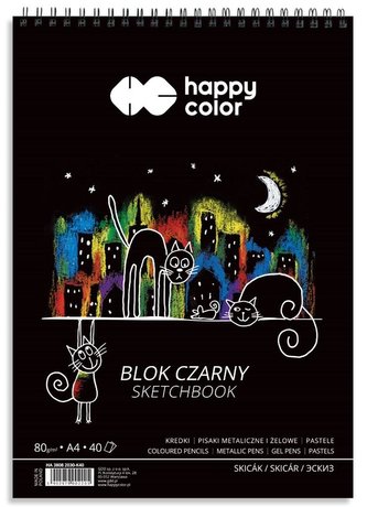 Blok A4/40K čierny Mačky 80g špirála HAPPY COLOR