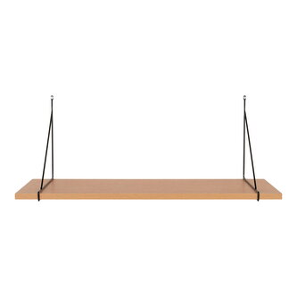 House Nordic Nástěnná police, jasanová dýha, černý ocelový rám, 80x29 cm CHIBA