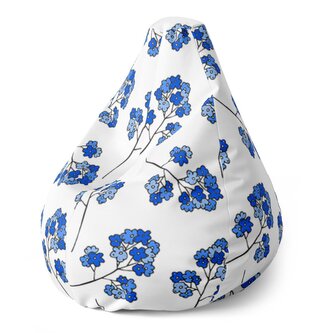 Sedací vak Pear Modré kvítí : 140 x 100 x 25 cm