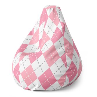 Sedací vak Pear Růžové a bílé kosočtverečky: 140 x 100 x 25 cm