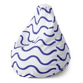 Sedací vak Pear Modré vlnky: 140 x 100 x 25 cm
