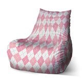 Sedací vak Bean Růžové a bílé kosočtverečky: 100 x 90 x 45 cm