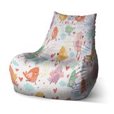 Sedací vak Bean Oblak s ptáčky: 100 x 90 x 45 cm