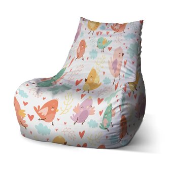 Sedací vak Bean Oblak s ptáčky: 100 x 90 x 45 cm