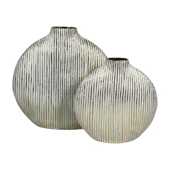 Keramická váza se zlaceným svislým vzorem, 23,5 x 6,5 x 24 cm