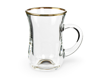 Sklenice na čaj s ouškem, zlatý okraj  1,40 dl - "Efe"