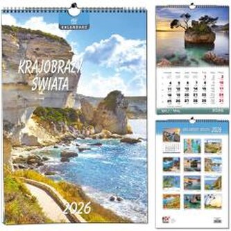 Kalendarz 2026 B3 13 planszowy Krajobrazy Świata