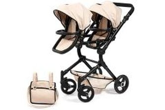 Wózek dla lalek bliźniaczych Twin Neo beżowy