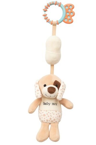 Edukační hrající plyšová hračka s klipem Baby Mix pes hnědý
