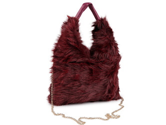 Kožešinová kabelka - 1 ks - 16 bordó