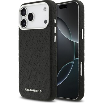 Karl Lagerfeld Grained PU Repeated Logo MagSafe kryt iPhone 17 Pro Max černý