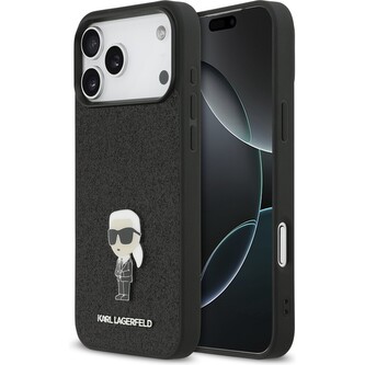 Karl Lagerfeld Fixed Glitter Metal Ikonik kryt iPhone 17 Pro Max černý