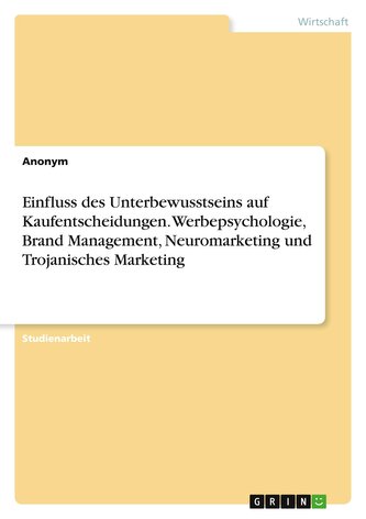 Einfluss des Unterbewusstseins auf Kaufentscheidungen. Werbepsychologie, Brand Management, Neuromarketing und Trojanisches Marke