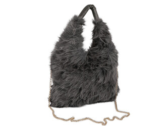 Kožešinová kabelka - 1 ks - 18 šedá