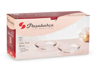 Skleněný podšálek se zlatým okrajem 10 cm - karton 6 ks