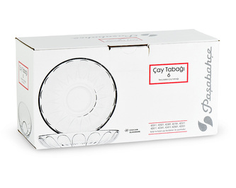 Skleněný podšálek 10 cm zdobený - karton 6 ks