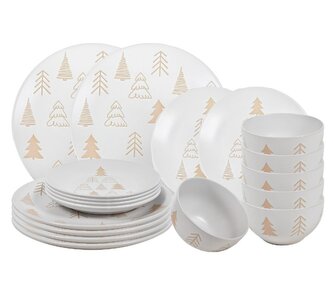 HIT Jídelní sada talířů Vánoční 18 ks White Trees HT-23106422