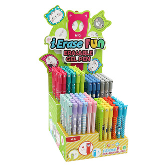 Display SET M&G Pero gelové /gumovací iErase Fun (192 ks) modrá náplň