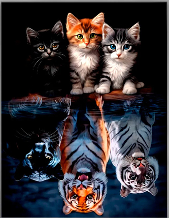 Diamantový obrázek kočky a šelmy, romantika 30 x 40 cm