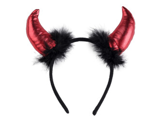 Čertovské rohy s peřím - 12 ks - černá červená