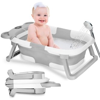 Vanička pro miminko s teploměrem skládací 27L SPRINGOS BAMBINA šedá