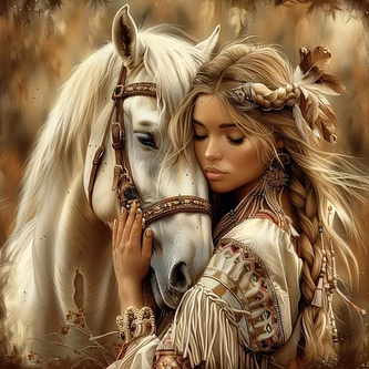 Diamantový obrázek Kůň a dívka 30 x 40 cm