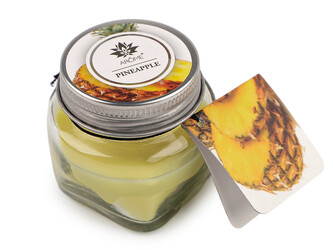 Malá vonná svíčka ve skle s jmenovkou 28 g Fruit, Floral - 1 ks - 17 (Pineapple) žlutá