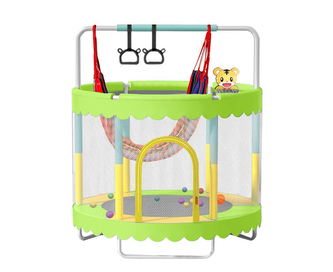 Dětská trampolína SEDCO 140 cm s ochrannou sítí a vybavením - Zelená