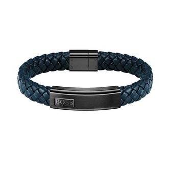 Tmavě modrý kožený náramek Lander 1580179M Hugo Boss