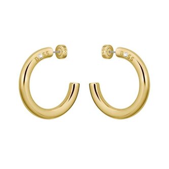 Kruhové náušnice z pozlacené oceli Live Statement 1580738 Hugo Boss