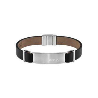 Černý kožený náramek pro muže Urbanite 1580044M Hugo Boss