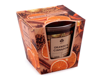 Vonná svíčka ve skle 120 g - 12 ks - 13 (Orange & Cinnamon) oranžová