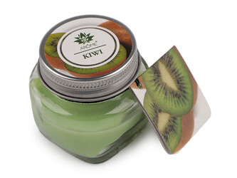 Malá vonná svíčka ve skle s jmenovkou 28 g Fruit, Floral - 1 ks - 15 (Kiwi) zelená sv.