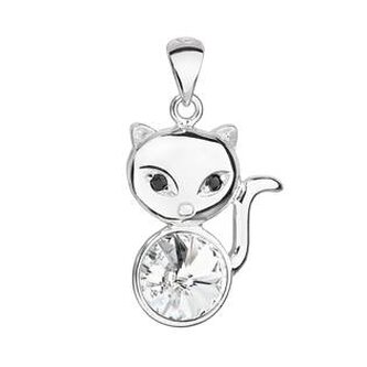 EG1085 Stříbrný přívěšek kočka s kameny Crystals from Swarovski®