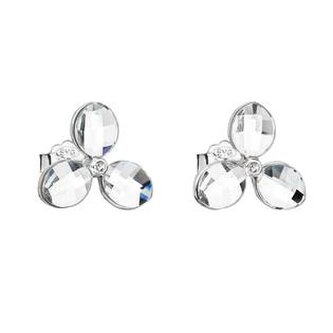 EG2513-CR Stříbrné náušnice pecka s krystaly Swarovski bílá kytička - květiny
