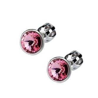 CS5701-LR Šroubovací stříbrné náušnice s kameny Crystals from Swarovski® Light Rose