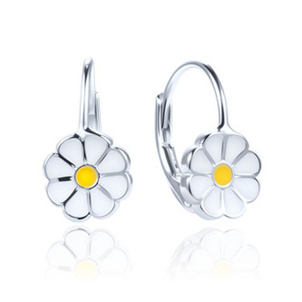 DN-0097 Stříbrné dívčí náušnice kopretiny - květiny