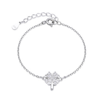 DN-0116 Dětský stříbrný náramek čtyřlístek - čtyřlístky
