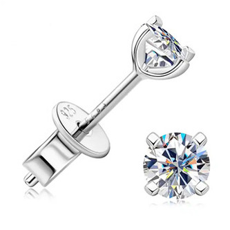 MN126 Stříbrné náušnice s moissanity 4mm