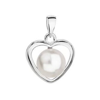 EG1142-WH Stříbrný přívěsek srdce s perlou Crystals from Swarovski