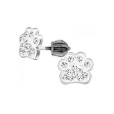 NB-3649 Stříbrné šroubovací náušnice psí tlapky - zvířátka