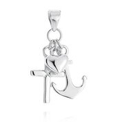 NB-4239 Stříbrný přívěšek kotva, srdce, křížek - mořské