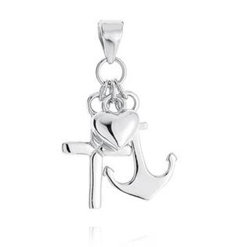NB-4239 Stříbrný přívěšek kotva, srdce, křížek - mořské