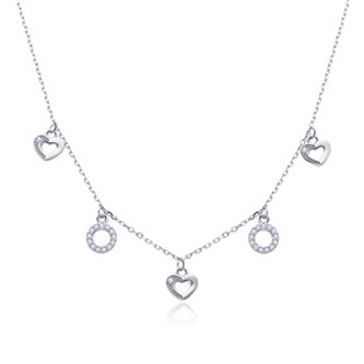 NB-2375 Stříbrný náhrdelník se srdíčky - srdce